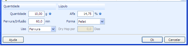 Design de receitas Ingredientes - Lúpulo 3 1 2 4 5 6 1- Quantidade: 2- Fervura/Infusão: Deve ser informado em qual momento antes do final da fervura o lúpulo será adicionado.