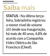 Como Reservatório de sobradinho, na Bahia, batendo recordes diários em relação queda do nível útil, os produtores do Distrito de Irrigação senador Nilo Coelho, em Petrolina, estão se preparando ara