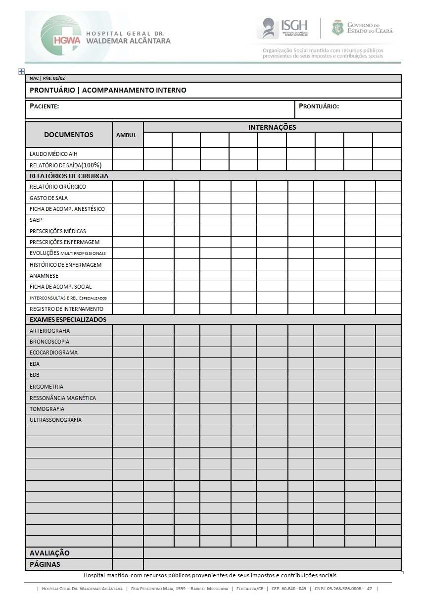 INSTRUMENTO DE ANÁLISE DE PRONTUÁRIOS