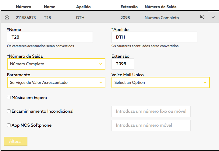 Utilizadores Consulte e configure as funcionalidades que pretende para cada utilizador: operador, fixo ou móvel.