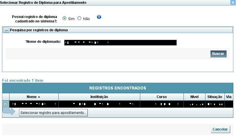 2.1 Diploma Cadastrado no Sistema Se a opção for SIM significa que o diploma já foi registrado anteriormente na UFMG.