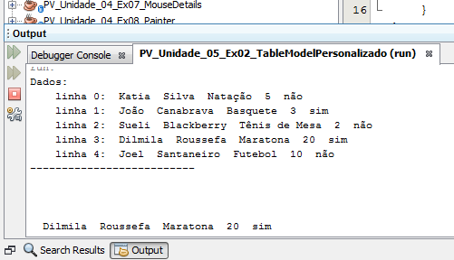 JTable -