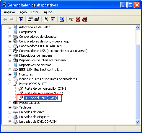 Em Sistema devese clicar na aba Hardware e nela clicase em Gerenciador de Dispositivos, como mostrado na próxima imagem: Figura 24: Devese clicar em Gerenciador de Dispositivos.