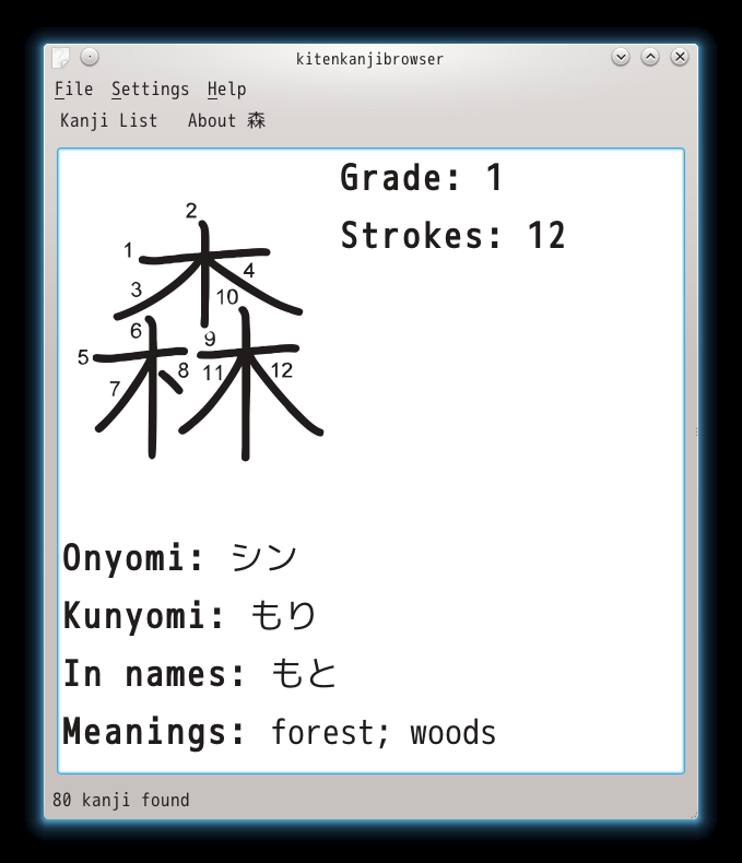 3.6 Informação do Kanji Esta parte mostra-lhe informações detalhadas sobre um