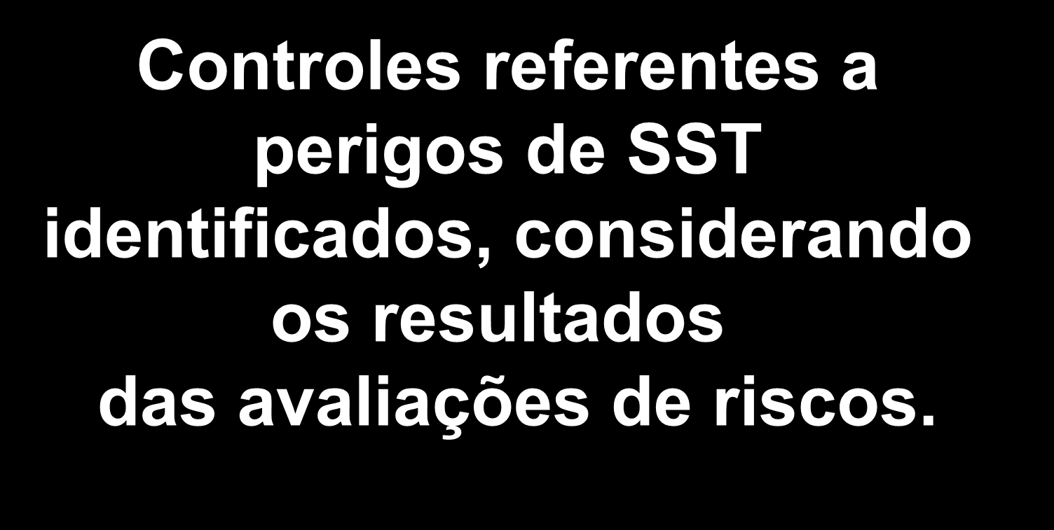 Controle Operacional Controles referentes a perigos de SST