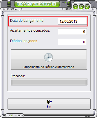 2.2º Na tela de lançamento automatizado das diárias, confira ou preencha a data