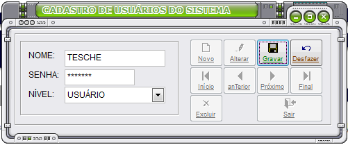 Segue abaixo uma tela de exemplo do procedimento: Permissão de acesso 2 - Configuração de Permissões de Acesso de Usuários: 2.