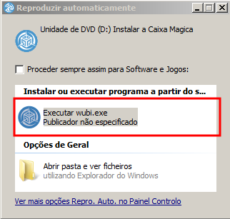 3.Instalação do Linux Caixa Mágica 18 3.23: Inicialização do Caixa Mágica 18 3.1.3. Instalação atraves do Wubi O Wubi é u m executavel disponibilizado pela Caixa Magica, de modo a per mitir aos