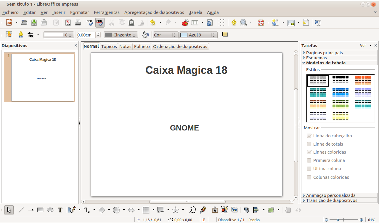 7.Principais Aplicações 7.30: Apresentação de dispositivos LibreOffice Impress 7.6.2.Folha de Cálculo A Folha de Cálculo é uma poderosa aplicação para desenvolvimento de cálculos e gráficos.