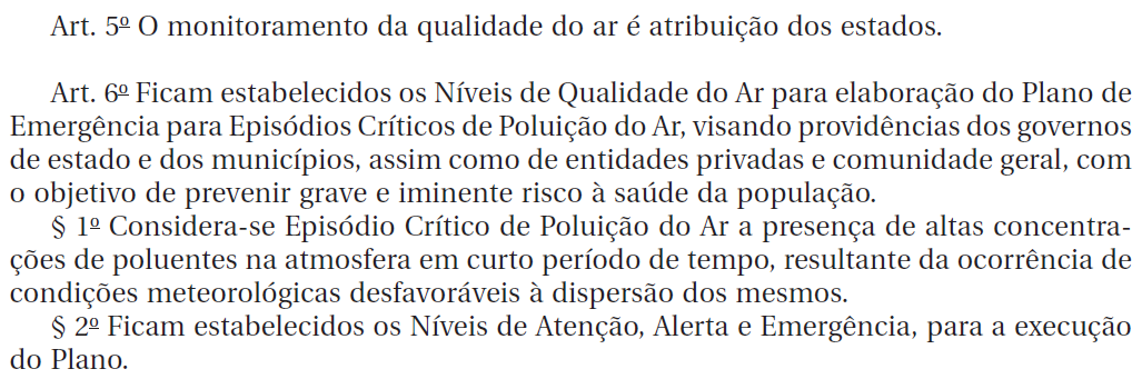 Padrões Nacionais de Qualidade do Ar Padrões nacionais de qualidade do ar Padrões Nacionais (Resolução CONAMA nº 03 de Qualidade 28/06/90) do Ar Poluente Tempo de Amostragem Padrão Primário µg/m³