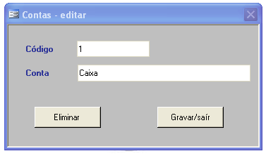 CRIAR CONTA Clicando no botão Criar surge a janela: Esta opção permitir criar as contas do condomínio.