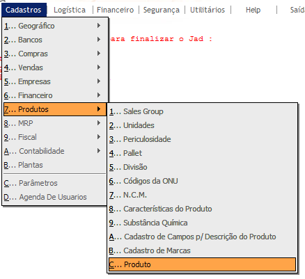 Após ter configurado estas duas pastar clique no botão CONFIRMAR e cadastre o produto que será usado para a emissão deste tipo de nota fiscal.