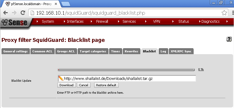 Páginas: 76 de 99 10. Uma blacklist muito utilizada é a http://www.shallalist.de/downloads/shallalist.tar.gz (mas existem outras, inclusive pagas).