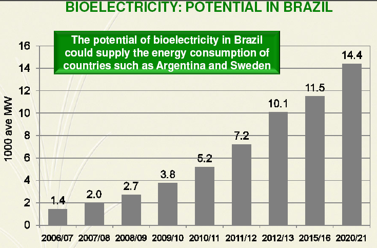 O Mercado de energia elétrica no Brasil virou um atrativo para a industria sucroalcooleira depois do apagão de 2001 e desde que o país cresce a