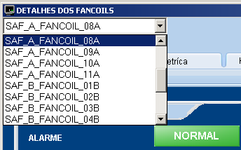 3.3.4 Caixa de seleção Nas telas de Detalhes de Fancoils e medidores é possível navegar entre os equipamentos usando a caixa de seleção