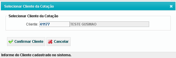 Manual do Representante 32 A tela abaixo será aberta com código do cliente, clique em Confirmar Cliente e a troca de Prospect p/ Cliente será realizada.