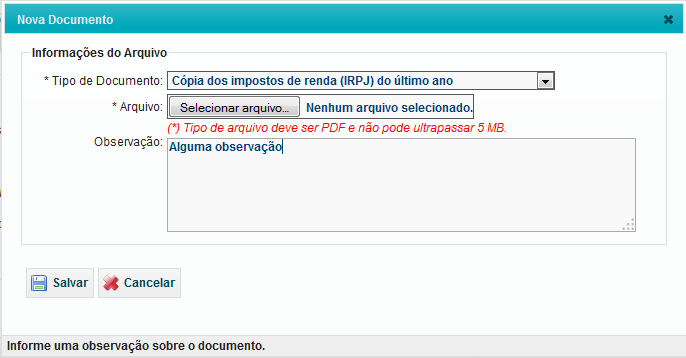 Manual do Representante 38 4 Passo Anexar Documentos Documentos devem estar no formato PDF e não podem