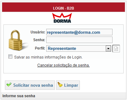 Manual do Representante 6 Acessando o Portal (Login e Senha) Para acessar o portal utilize o seguinte endereço: http://www.dormasp.com.