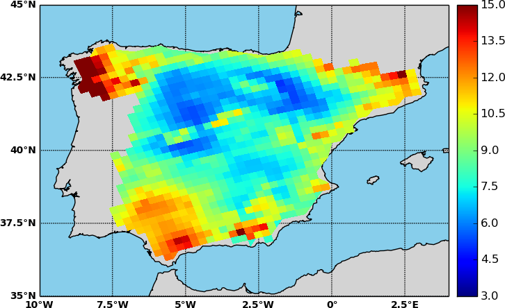 Resultados - p75 Diferença relativa E-OBS p-value Padrão de p75 E-OBS e SPAIN02 é