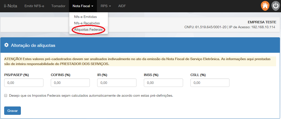 Clicando no menu Nota Fiscal, a empresa consegue visualizar as NFS-e emitidas e recebidas.