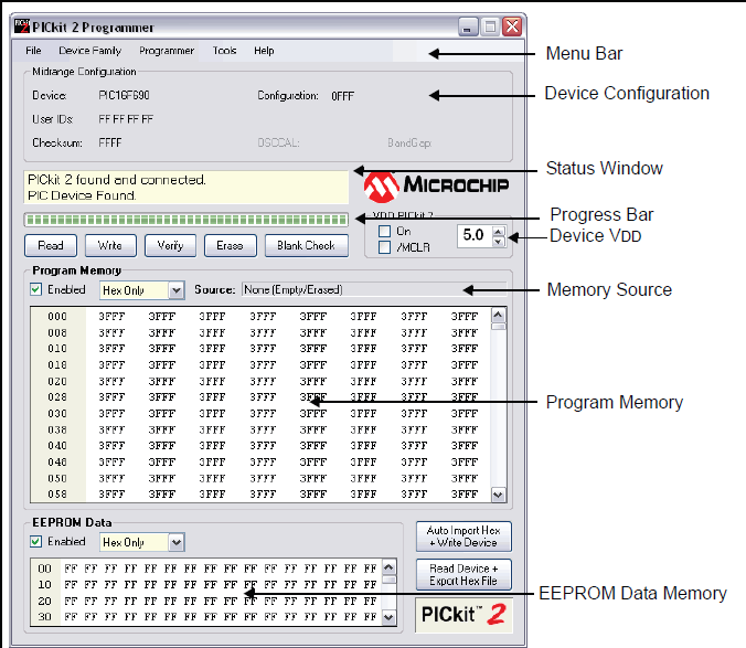 13 Tela inicial do PICkit 2 (MICROCHIP) Após fazer a