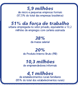 Os números das MPE A FORÇA DOS PEQUENOS NEGÓCIOS NO BRASIL As micro e pequenas empresas são as