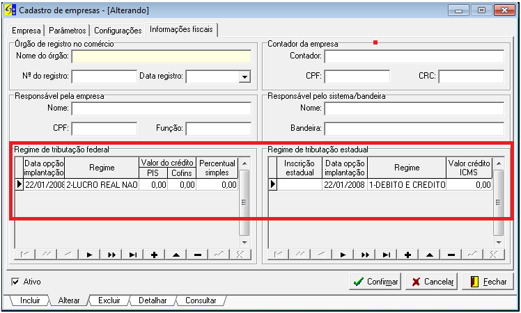 tela 3 Se essas informações não estiverem cadastradas, entre em contato com o seu Contador para ele forneça os dados necessários para o preenchimento.