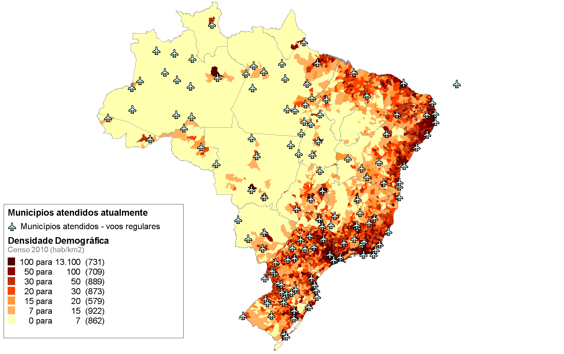 VISÃO GERAL DO TRANSPORTE AÉREO REGULAR Total Atual = 130 aeroportos