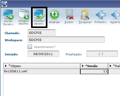 Importante lembrar que os arquivos XMLs deverão ser adicionados ao TFS respeito seu tipo (formulário, parâmetro, zoom e tabela), na pasta correta conforme a área. 5.