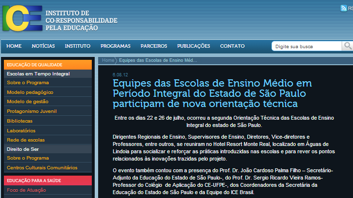 Fonte: Site oficial ICE http://www.icebrasil.org.br/wordpress/index.