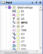 Na secção Input podem escolher-se os logs para visualização.