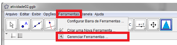 Agora, basta clicar em Concluído! A nova ferramenta estará disponível na Barra de Ferramentas e para usá-la, basta ativá-la e, então selecionar (ou criar) dois pontos!