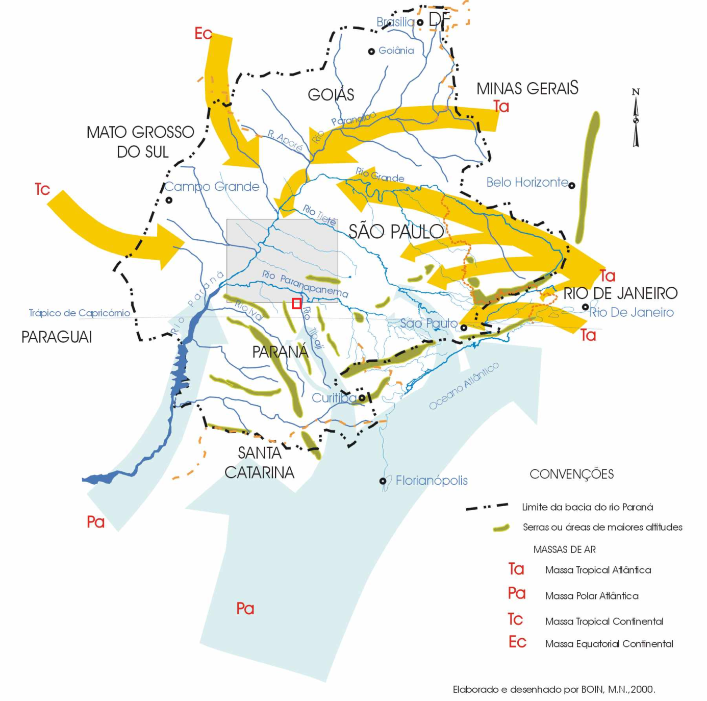 nas épocas mais quentes pelo Sistema Equatorial Continental (SEc), que é formado, por sua vez, pela ação dos doldrums, que correspondem às áreas de baixa pressão da região equatorial (NIMER, 1979).