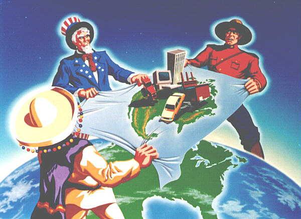 Fazem parte do NAFTA ( Tratado Norte-Americano de Livre Comércio ) os seguintes países: Estados Unidos, México e Canadá.