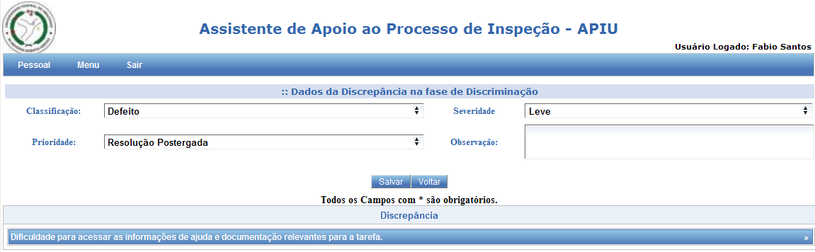 69 6.4 Discriminação e Análise/Priorização Para a fase de discriminação o sistema disponibiliza a lista de discrepâncias geradas na fase de Coleção e para cada discrepância o(s) moderador (es) e o