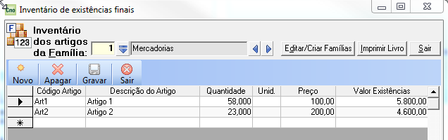 No Livro de Inventário de Fim de Ano, as existências terão que estar discriminadas por tipo de existência - mercadorias, matérias-primas, produtos fabricados e produtos ou trabalhos em curso.