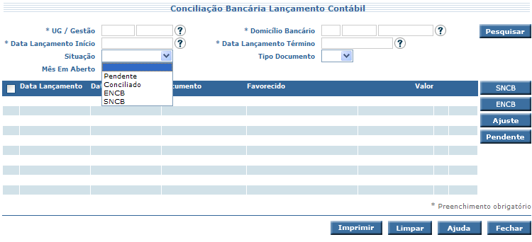 Conciliação Bancária Lançamento Contábil Na Conciliação Bancária Lançamento Contábil, quando se tratar de conciliação para os domicílios bancários do Banco do Brasil, serão exibidos os lançamentos