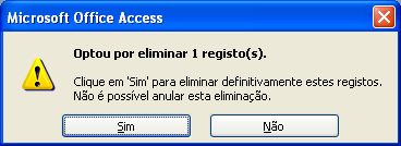 Figura 29 - Caixa de diálogo ao excluir um registro. Observe que os registro a ele relacionados foram excluídos.