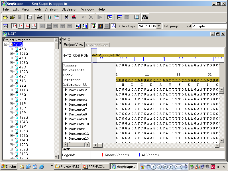 A utilização do programa de bioinformática SeqScape v. 2.5 (Applied Biosystems) possibilitou a análise das seqüências de 62 amostras.