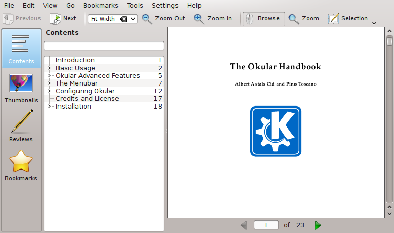 Capítulo 1 Introdução O Okular é um visualizador de PDF s do KDE, baseado no código do KPDF.