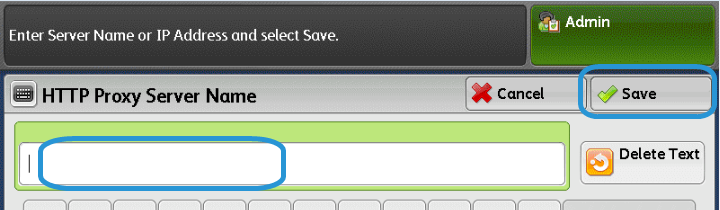 Serviços remotos 6. Toque em Nome do servidor proxy HTTP > Alterar configurações. 7. Insira o nome do servidor proxy HTTP. 8.