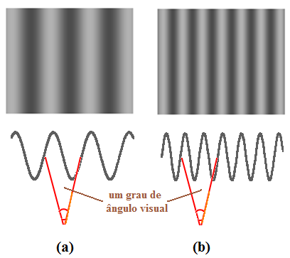 29 Figura 17. Freqüência espacial é uma medida do número de ciclos por grau subtendido no olho.