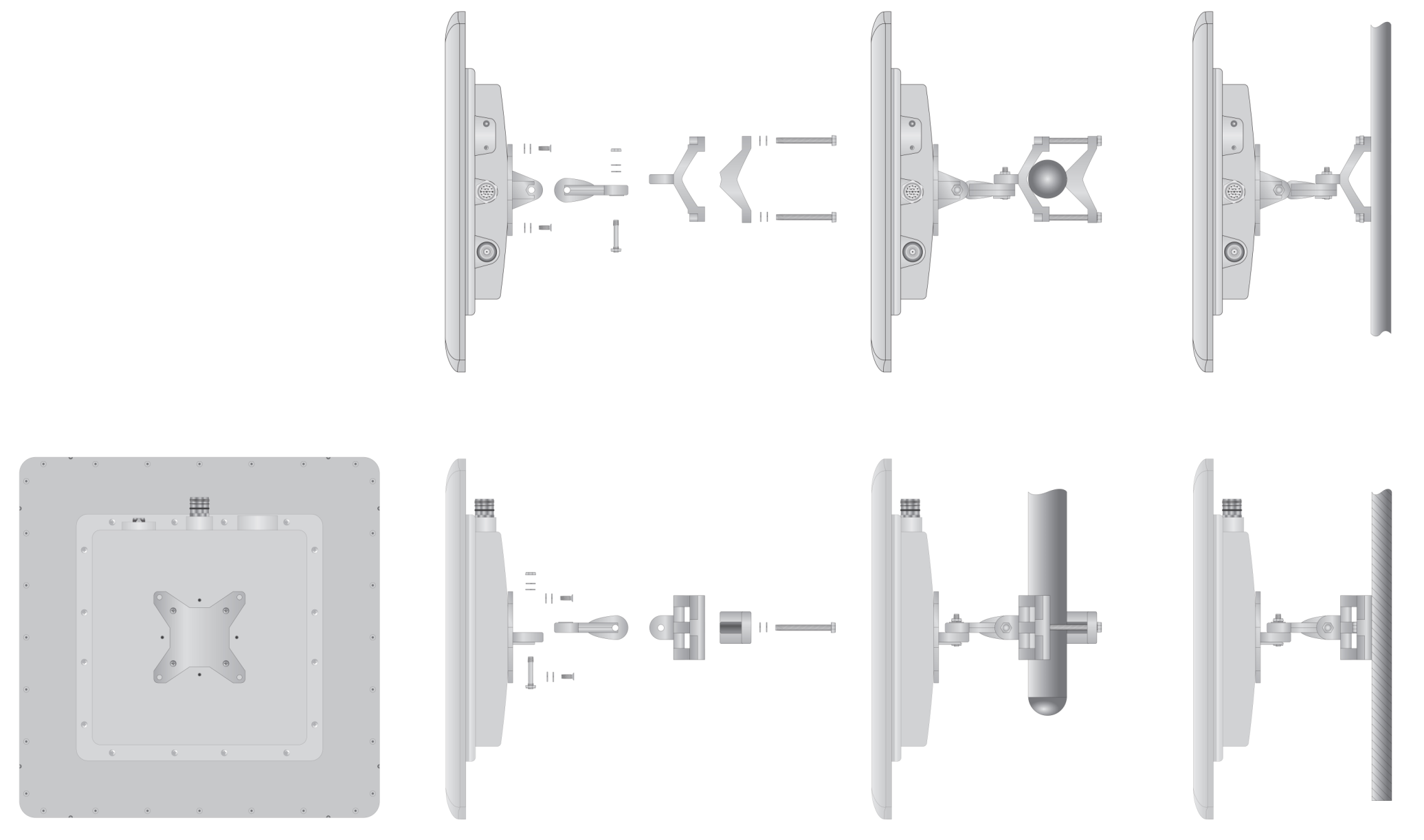 1. Instalação Mecânica Leitor Edge-60R V2 1 6 2 3 x4 7 8 x2 Azimuth 13 x4 Elevação 7 1 2 13 3 x4 8 9 5 10 11 6 ou 12 x2