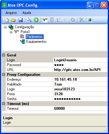 MA.010.00-11/13 Atos OPC Server 01/11/2013 Manual do software GitsAPI Login Login utilizado para a conexão com um servidor Gits. Password Senha utilizada para a conexão com um servidor Gits.