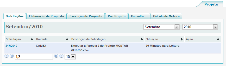 Execução de parcela será emitida automaticamente ao Gerente do Projeto. Após a autorização, o Gerente do projeto recebe uma solicitação indicando que existe uma parcela autorizada para execução.