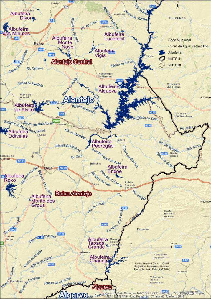 Fonte: APA, IP/ARH do Alentejo (2012), Plano de Gestão das Bacias Hidrográficas integradas na Região Hidrográfica 7 (bacia hidrográfica