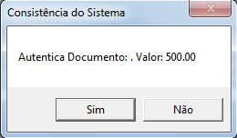 Ao confirmar o tipo de recebimento o sistema abrirá a tela de autenticação do documento.