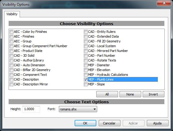 Como visualizar uma prumada A opção MEP Plumb Lines deve estar habilitada para que seja possível visualizar as prumadas. 1. Acesse a aba ofcdesk Extras e clique no ícone Visibility. 2.