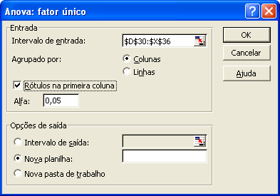 78 Utilizando-se o programa Microsoft Excel, com todas as birrefringências e suas respectivas médias nos 80 pontos, através do ícone ferramentas, escolhe-se a análise de dados, onde solicita-se