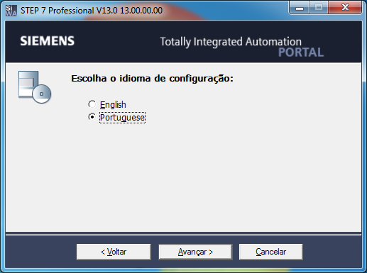 Selecionar Portuguese (para melhor facilidade e entendimento durante a instalação).